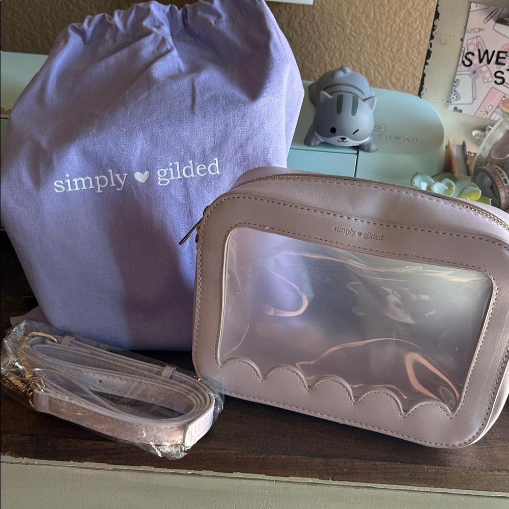 ✨Simply Gilded light purple Storage Pouch bag scalloped Crossbody 🎀✨
